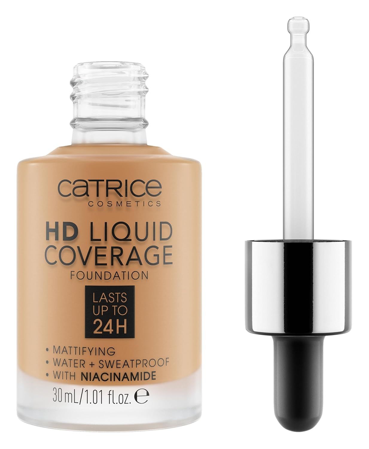 Catrice | Hd Liquid Coverage Foundation | 24h Wear, Matte Finish, High Coverage, Waterproof Formula With Niacinamide | Vegan &amp; Cruelty Free (048 | Desert Beige)