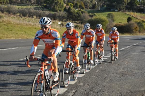 Haas rides with his Genisys teammates in Canberra.