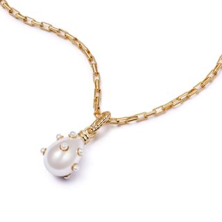 Shrimps Pearl Charm Necklace 18ct Gold Plate