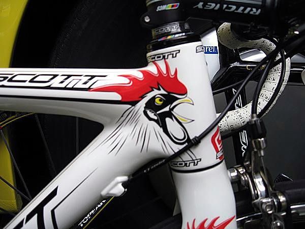 Saunier Duval's bikes feature drawings such as this 'coq sportif'