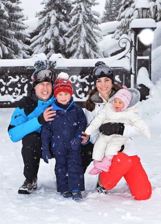 William and Kate with Charlotte and George skiing , French Alps 2016