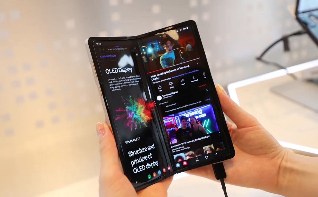 A new in-and-out folding display concept by Samsung Display shown off at CES 2023