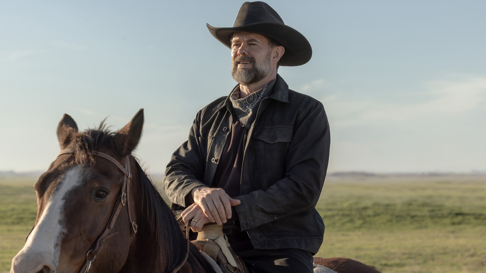 Will Macon sitting on a horse in the daytime in Lanterns season 1