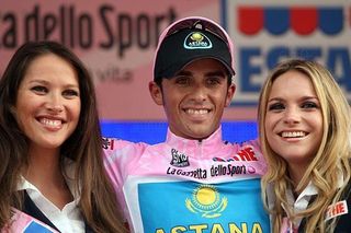 Alberto Contador on the podium