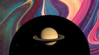 saturn on a multicolored background