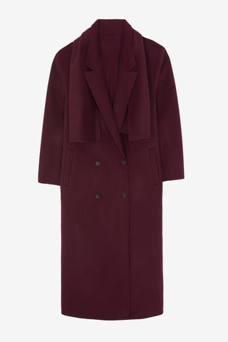 The Frankie Shop Daria Wool Coat In Burgundy