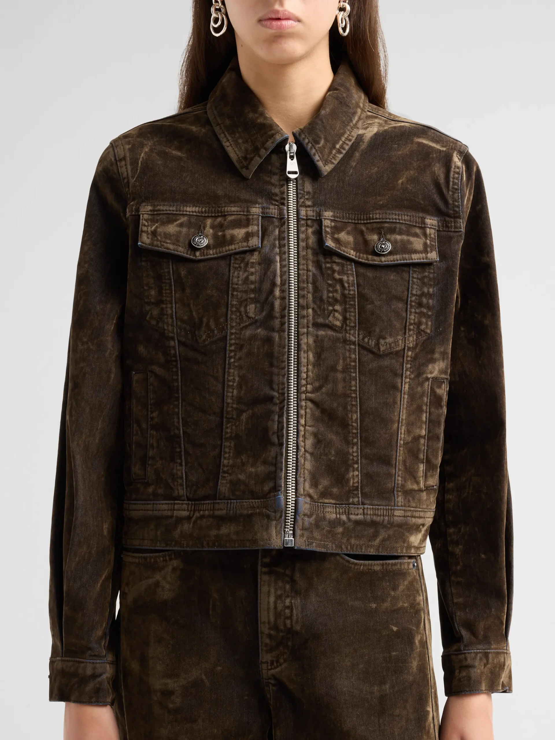 Nicole Flocked Denim Jacket
