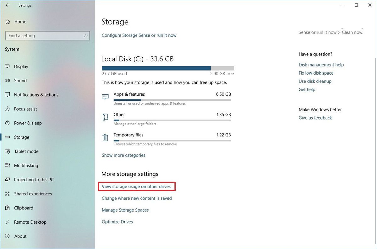 How to view all storage devices with the Settings app on Windows 10 May