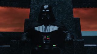 Darth Vader sitting on throne in Obi-Wan Kenobi series