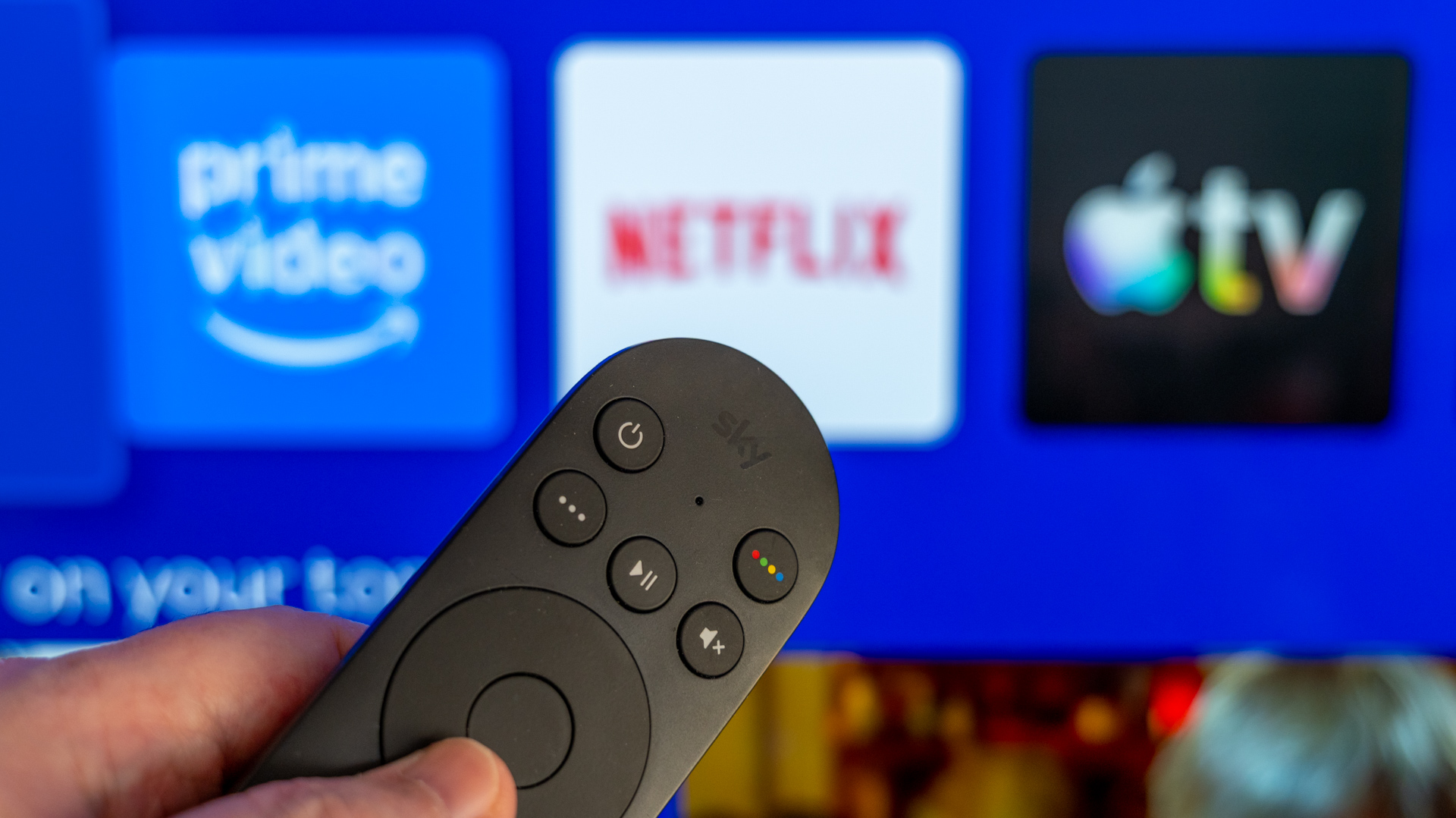 Sky Stream remote pointing at Netflix app