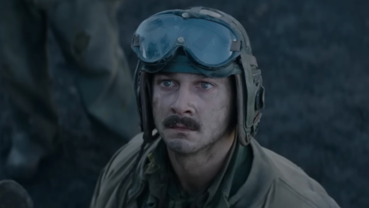 Boyd "Bible" Swan (Shia LaBeouf) looks ahead on Fury.