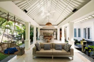 open outdoor living space with roof