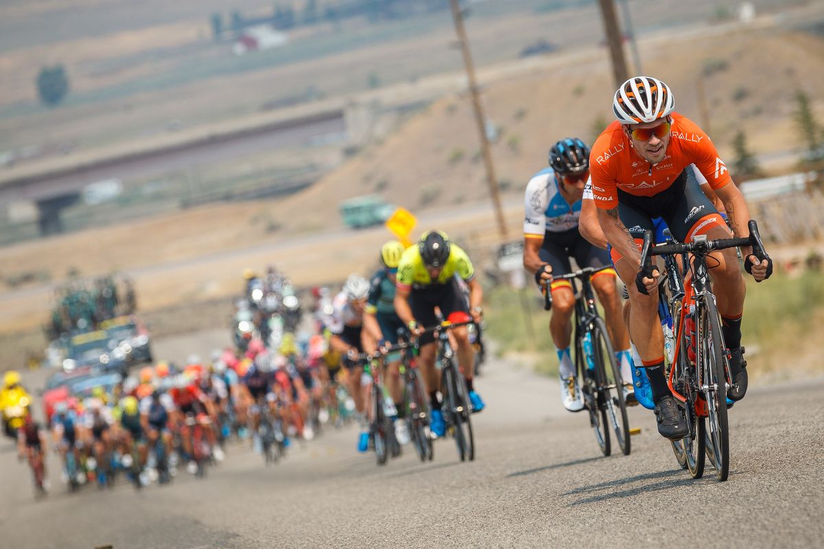 Rally Cycling's Evan Huffman attacks the field during stage 5 in Utah