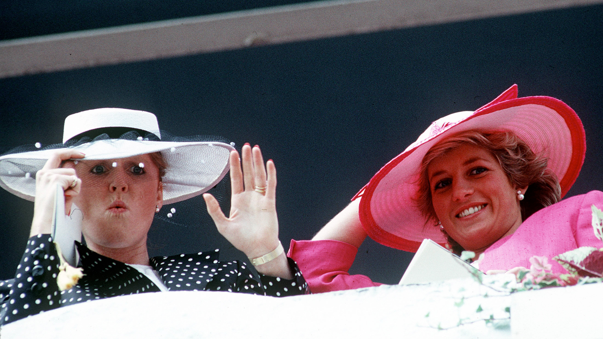 Princess Diana and Sarah Ferguson attend the Epsom Derby on June 3, 1987
