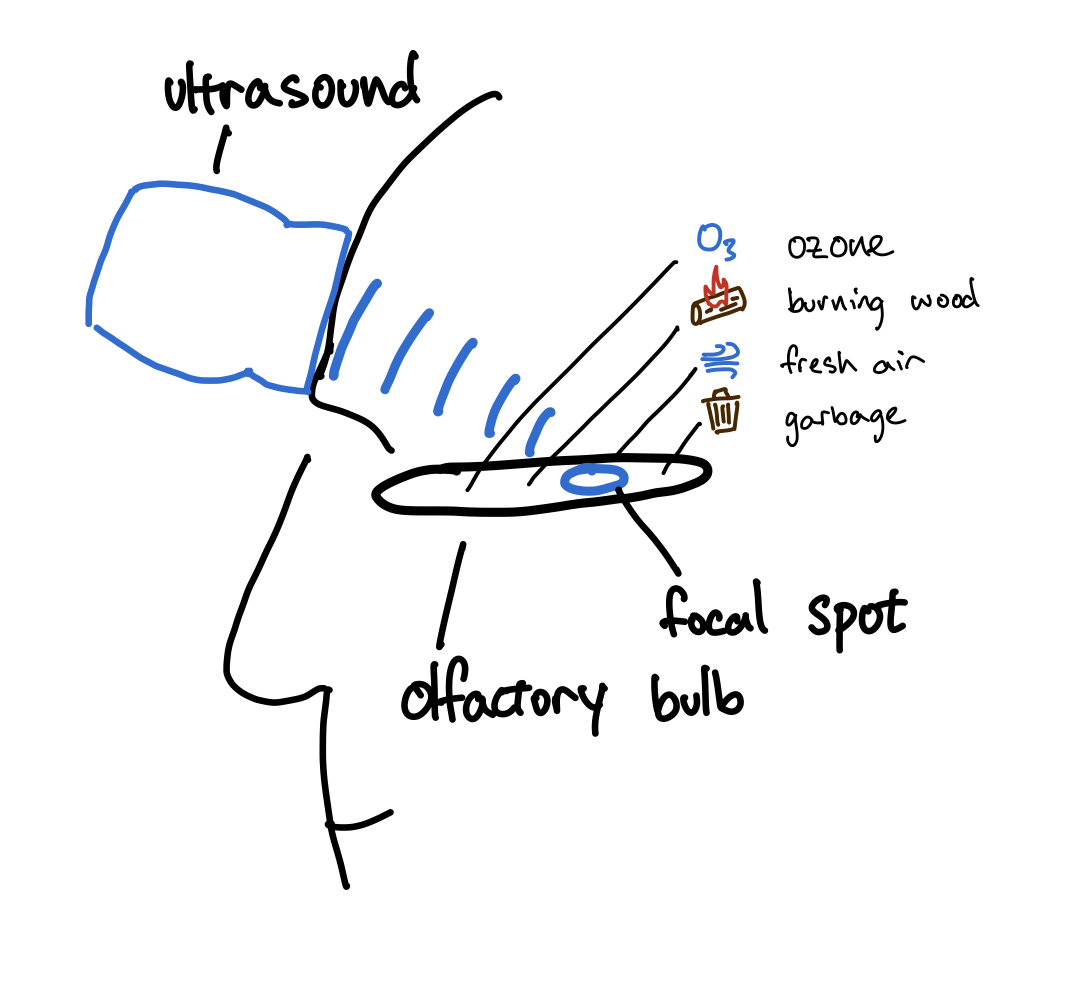 Informal diagram of ultrasound VR smell technology