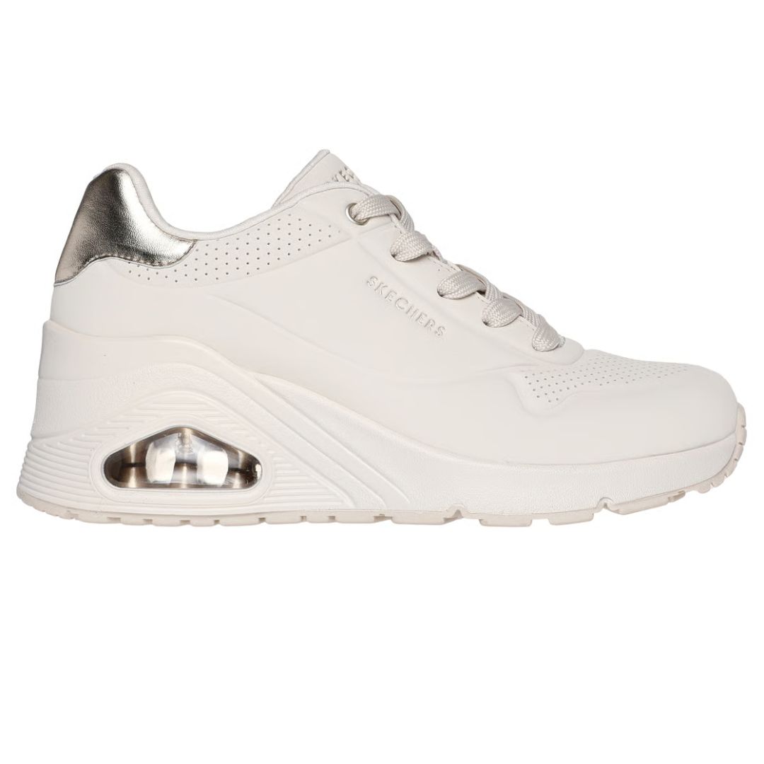 Skechers Off-White Uno Wedge Hi Steps Trainers