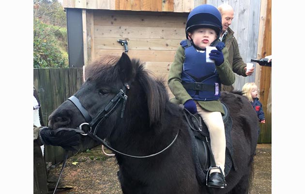Barnaby Gillbard, aged four, with his pony Jack Sparrow out with the Tiverton Foxhounds (all the sandwiches, sausage rolls and cake were a highlight)