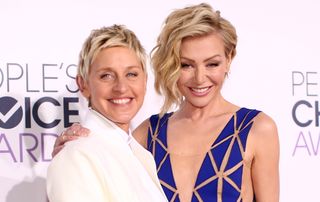 LOS ANGELES, CA - JANUARY 07: TV personality Ellen DeGeneres (L) and actress Portia de Rossi attend The 41st Annual People's Choice Awards at Nokia Theatre LA Live on January 7, 2015 in Los Angeles, California. (Photo by Christopher Polk/Getty Images for The People's Choice Awards)