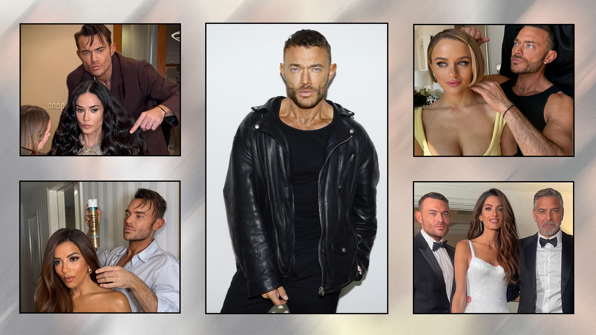 Collage of Dimitris Giannetos with his celebrity clients