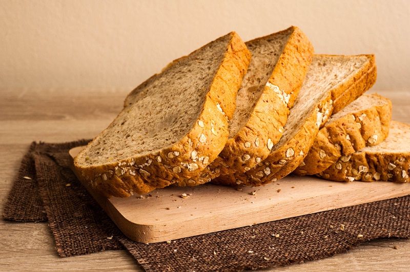 Slices of whole wheat bread.