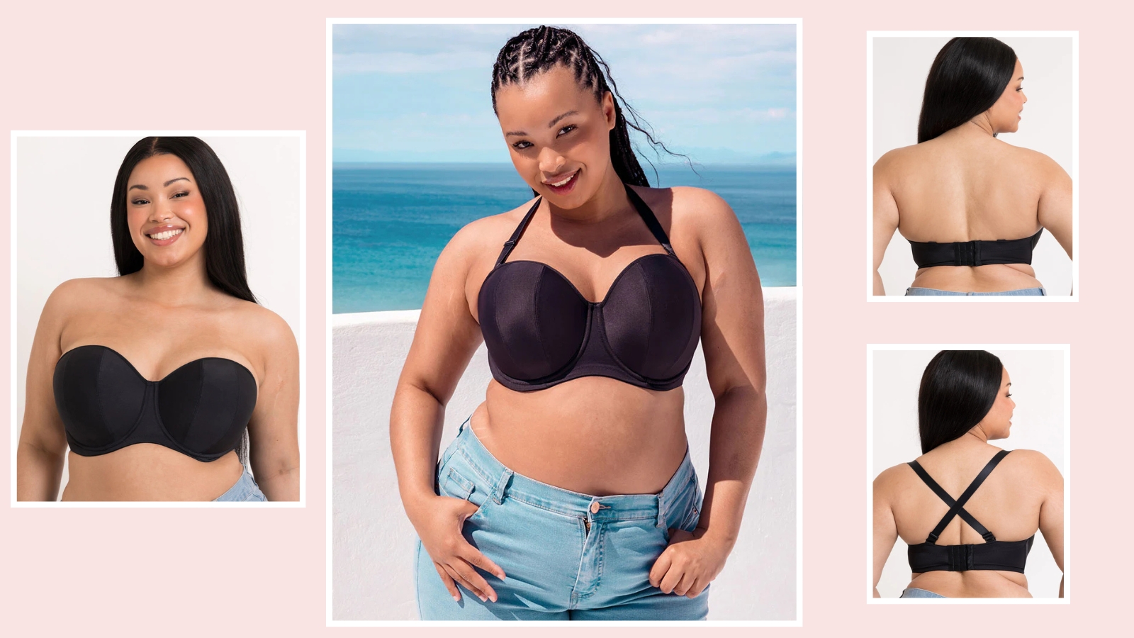 Model wearing Curvy Kate Luxe Strapless bra