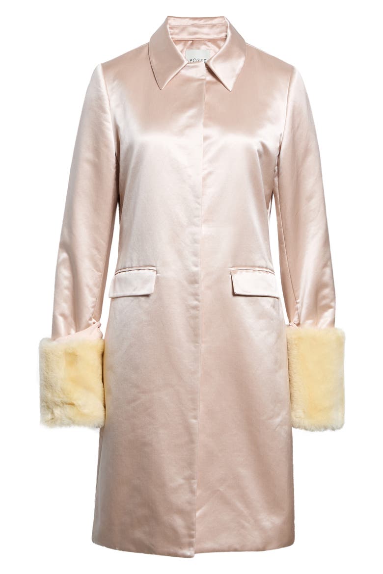 Chester Silk & Cotton Coat With Faux Fur Cuffs