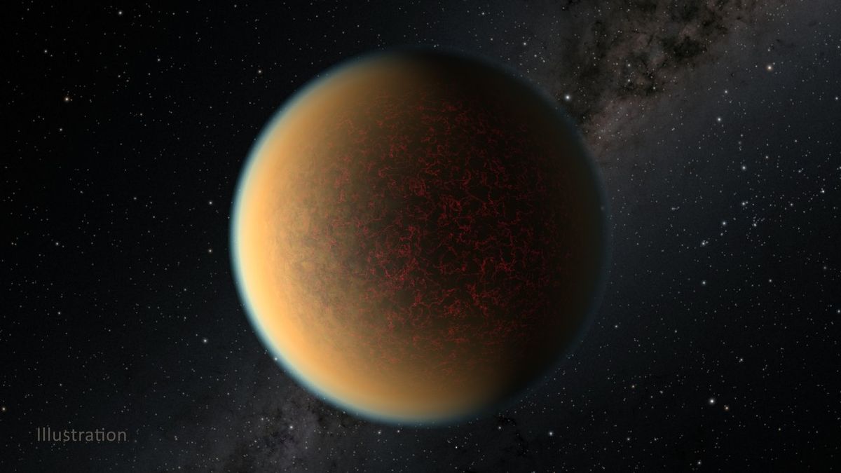 An artist&#039;s depiction of an exoplanet with a methane-rich atmosphere.