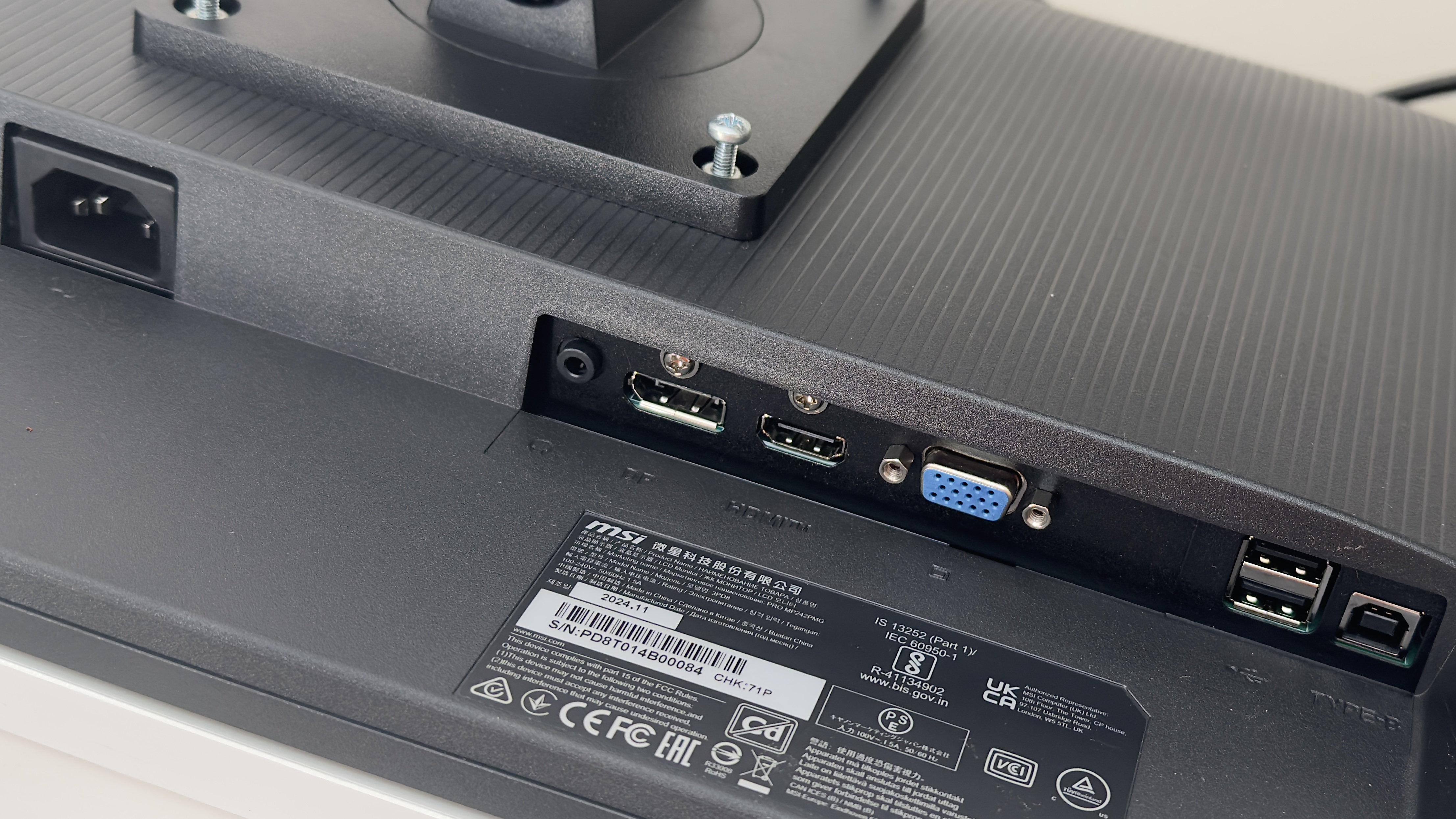 The MSI MP242PMG monitor on a desk