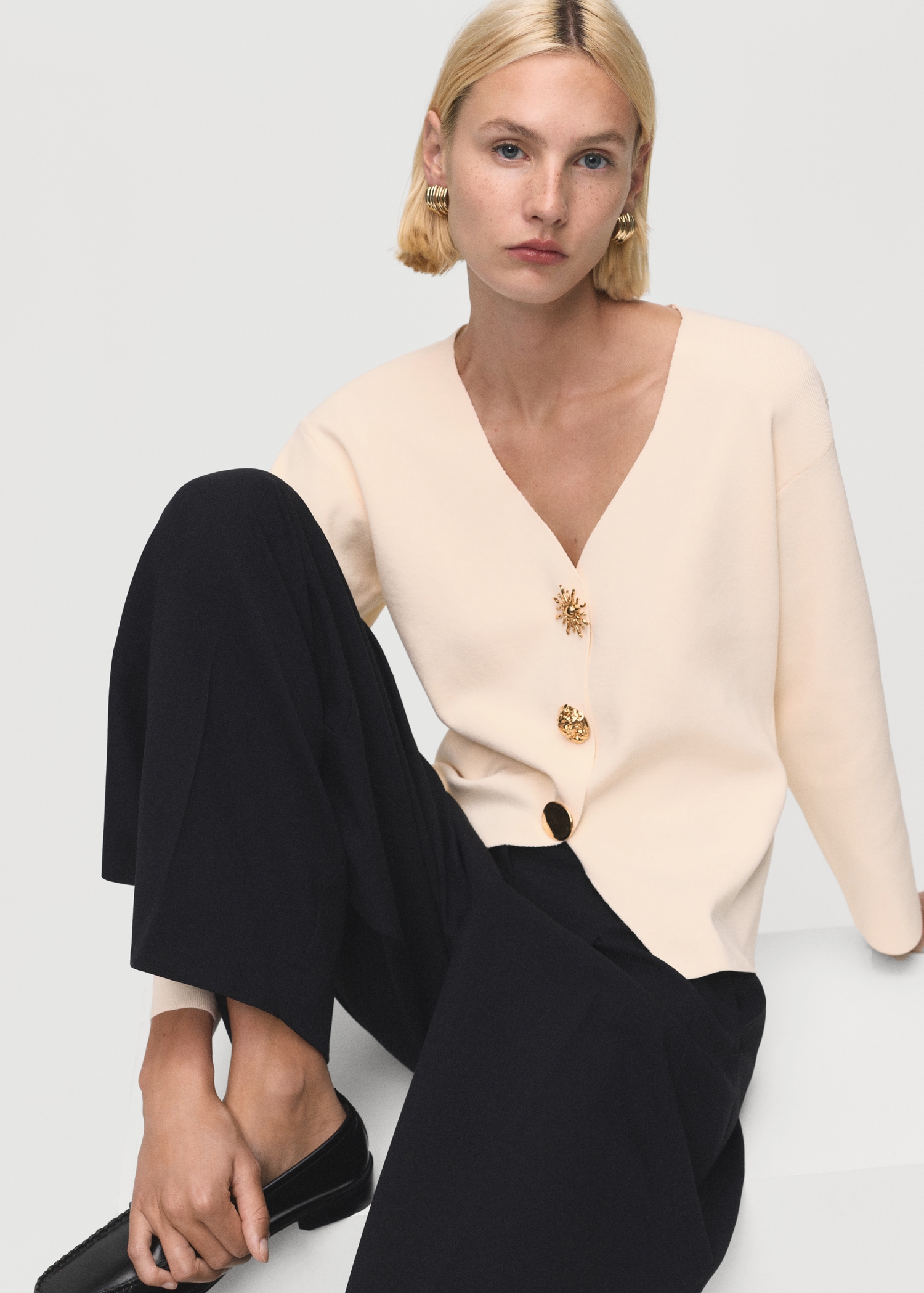 Knitted Jacket With Jewel Buttons - Women | Mango United Kingdom