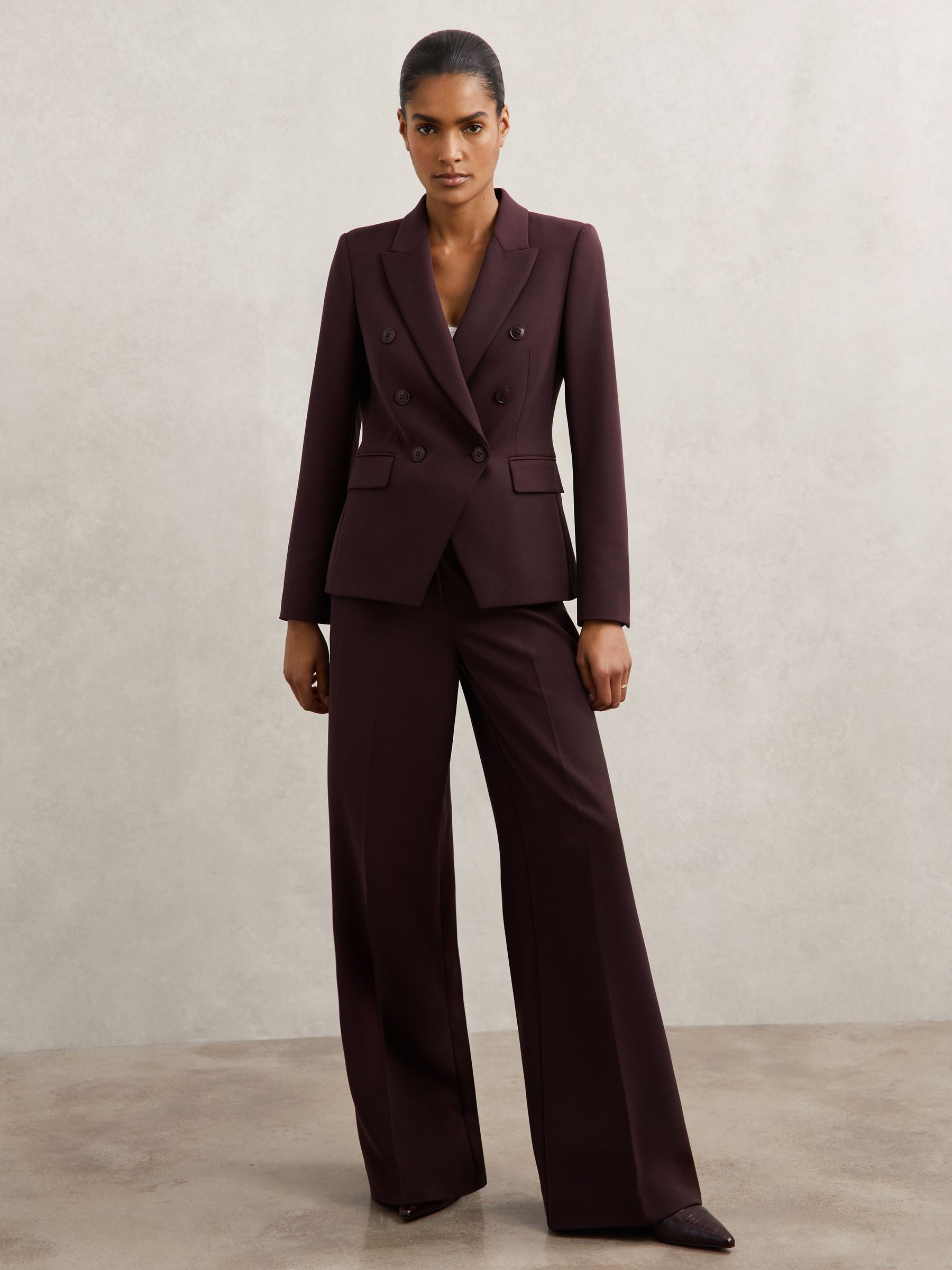 Double-Breasted Suit Blazer in Berry