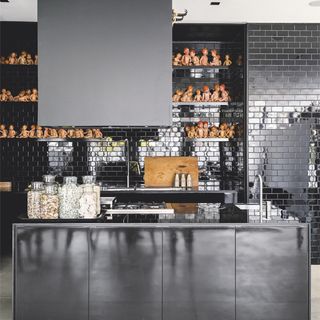 kitchen with high shine metro tiles