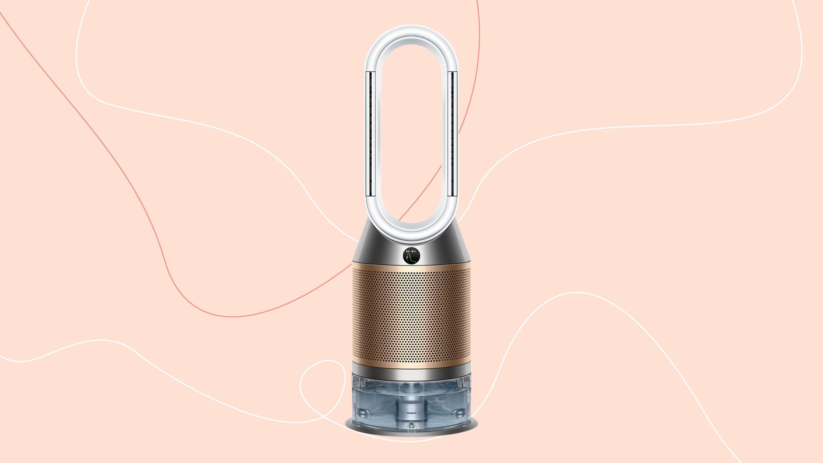 Dyson Purifier Humidify+Cool PH2 De-Nox on a pink background