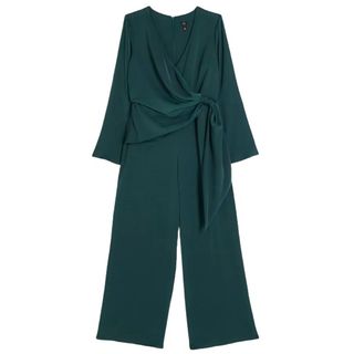 River Island Green Satin Knot Detail Jumpsuit