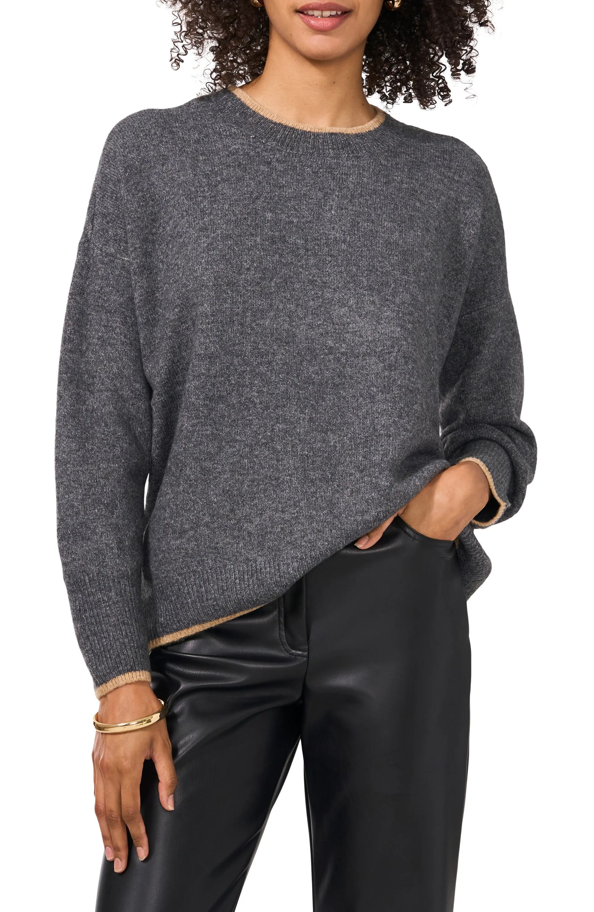 Vince Camuto, Tipped Crewneck Sweater