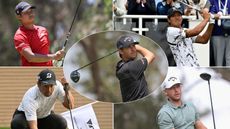 Five golfers in a montage