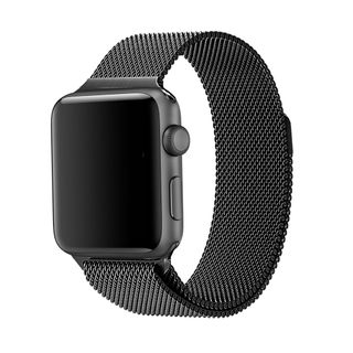 Space Gray Apple Watch with black Milanese loop.