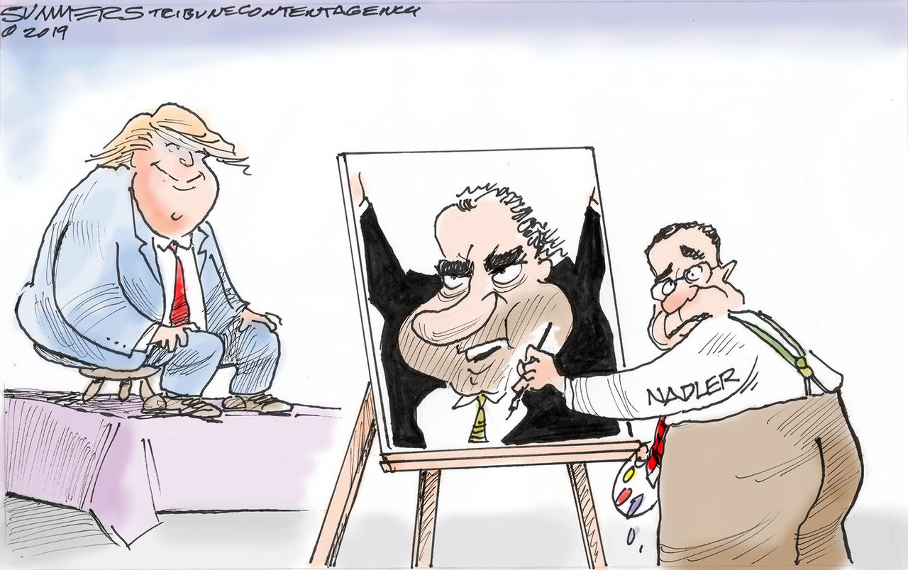 Political Cartoon U.S. Trump Impeachment Painting Jerrold Nadler Nixon