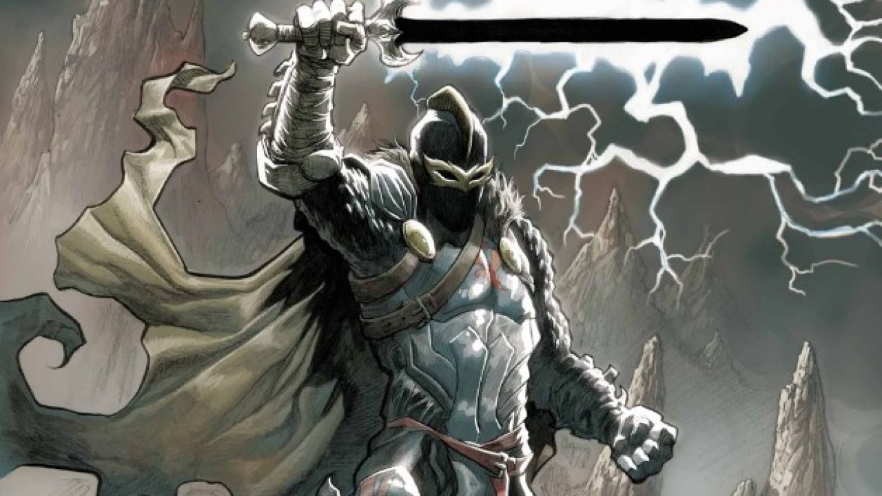 A screenshot of Dane Whitman as Black Knight in Marvel comics