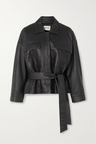 Rae belted leather jacket