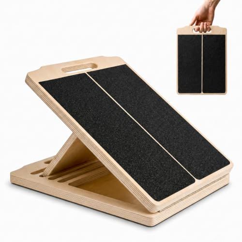 SEENYOO Portable Wooden Slant Board for Calf Stretching
