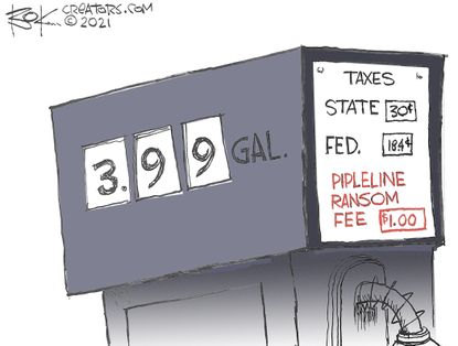 Editorial Cartoon U.S. colonial pipeline hack gas prices