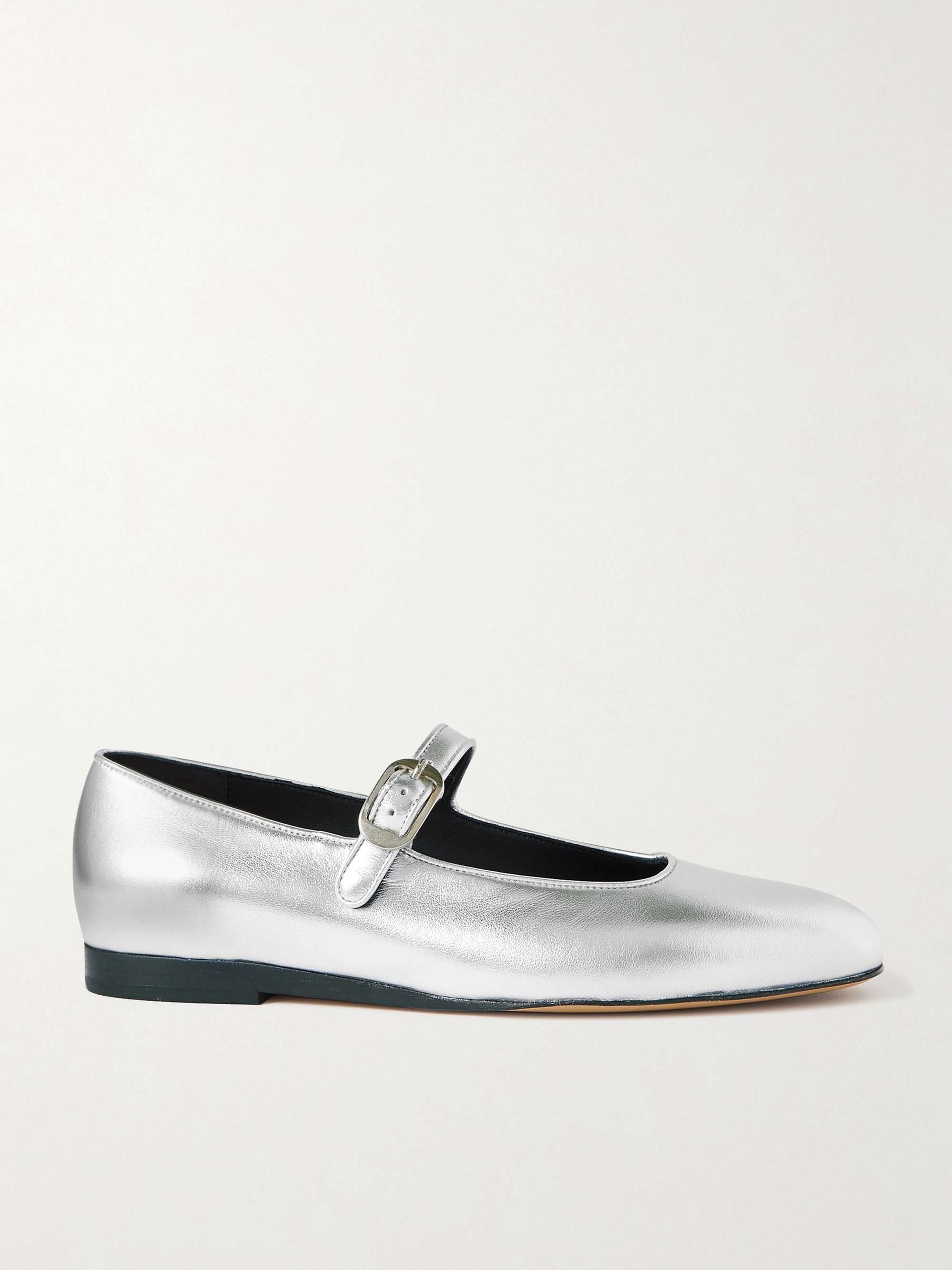 Metallic Leather Mary Jane Flats