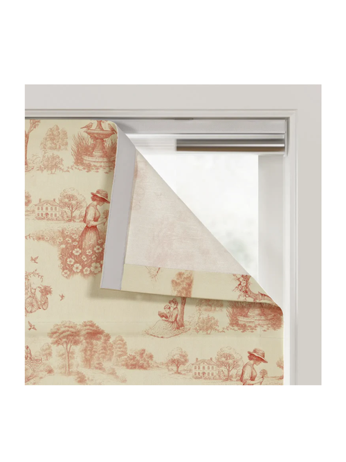 Print Linen Cotton Cordless Roman Shade in MM-T01 Rugby Pink