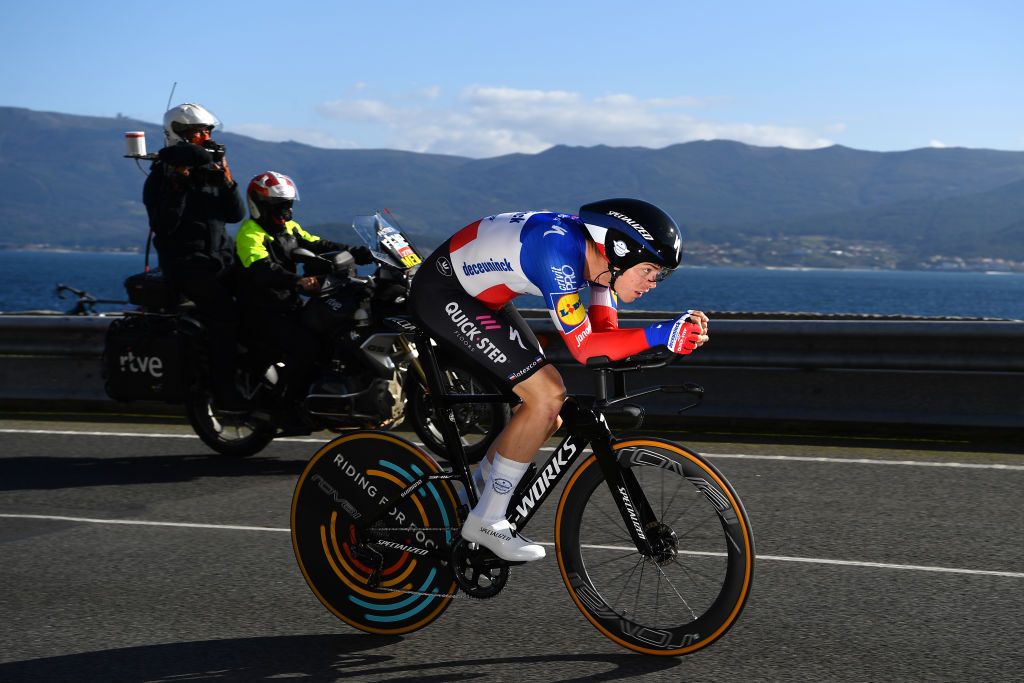 MIRADOR DE ZARO DUMBRA SPAIN NOVEMBER 03 Remi Cavagna of France and Team Deceuninck QuickStep during the 75th Tour of Spain 2020 Stage 13 a 337km Individual Time Trial stage from Muros to Mirador de zaro Dumbra 278m ITT lavuelta LaVuelta20 La Vuelta on November 03 2020 in Mirador de zaro Dumbra Spain Photo by Justin SetterfieldGetty Images