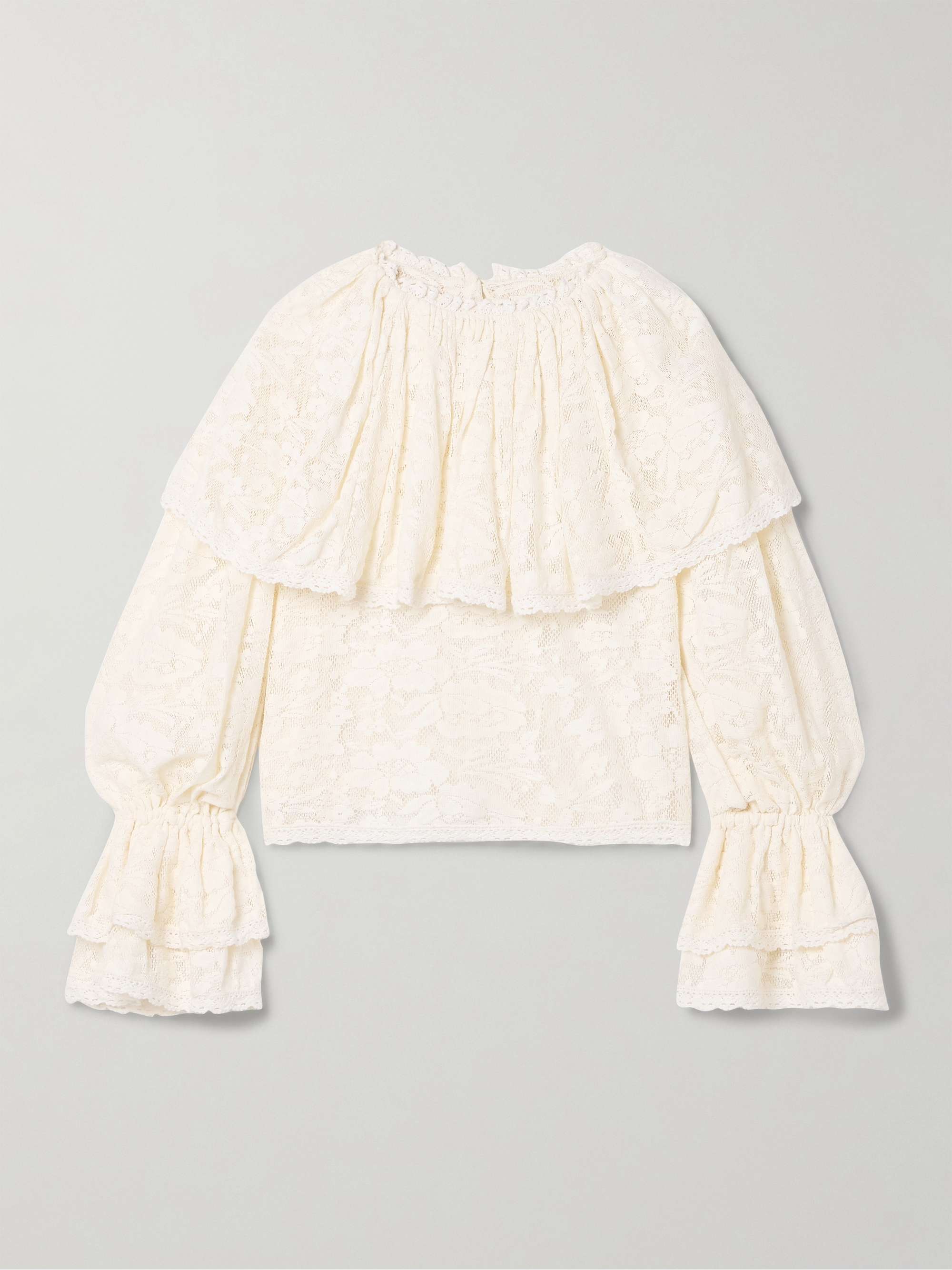 Eloise Ruffled Cotton-Lace Blouse