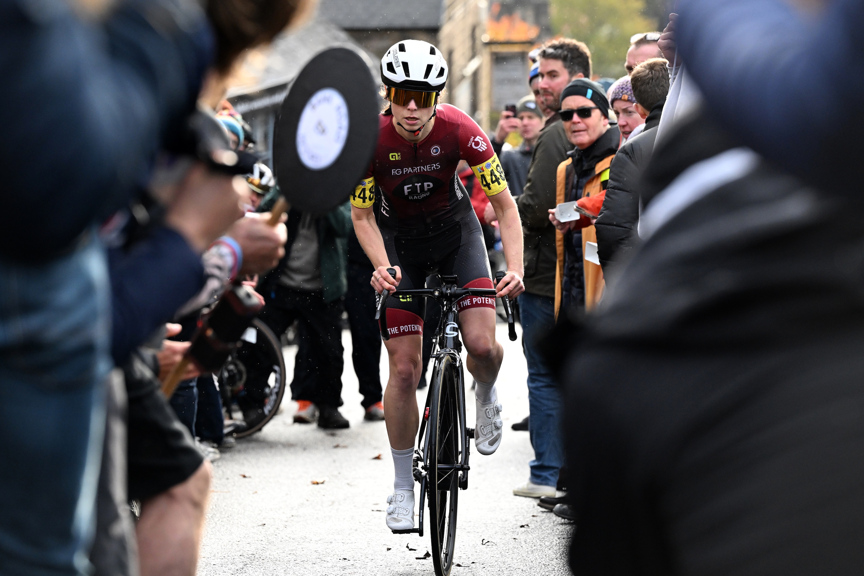 Rachel Galler rides up Bank Road at the 2025 National Hill-Climb Championships