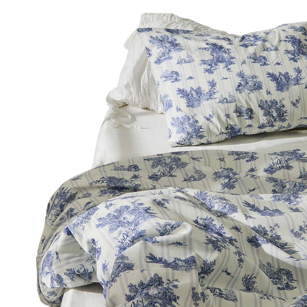 Froggy Toile Stripe Single Duvet Set