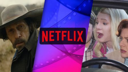 (From left to right) Tim Blake Nelson as Henry in Old Henry; the Netflix logo in bisexual lighting; one of them Wayans brothers in White Chicks.