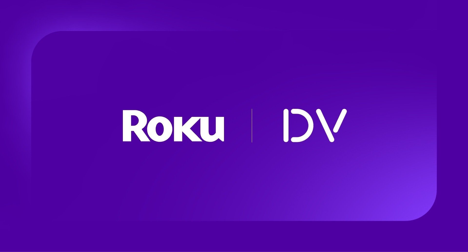 Roku and DV logos on a bluish purple background