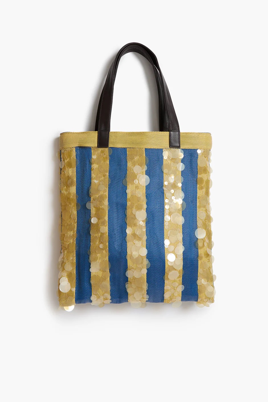 striped sequin tote bag